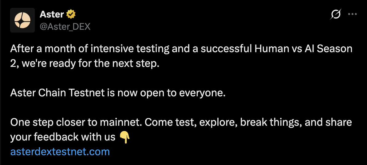 Aster Launches Testnet for Layer-1 Blockchain, Teases Full Release in Q1