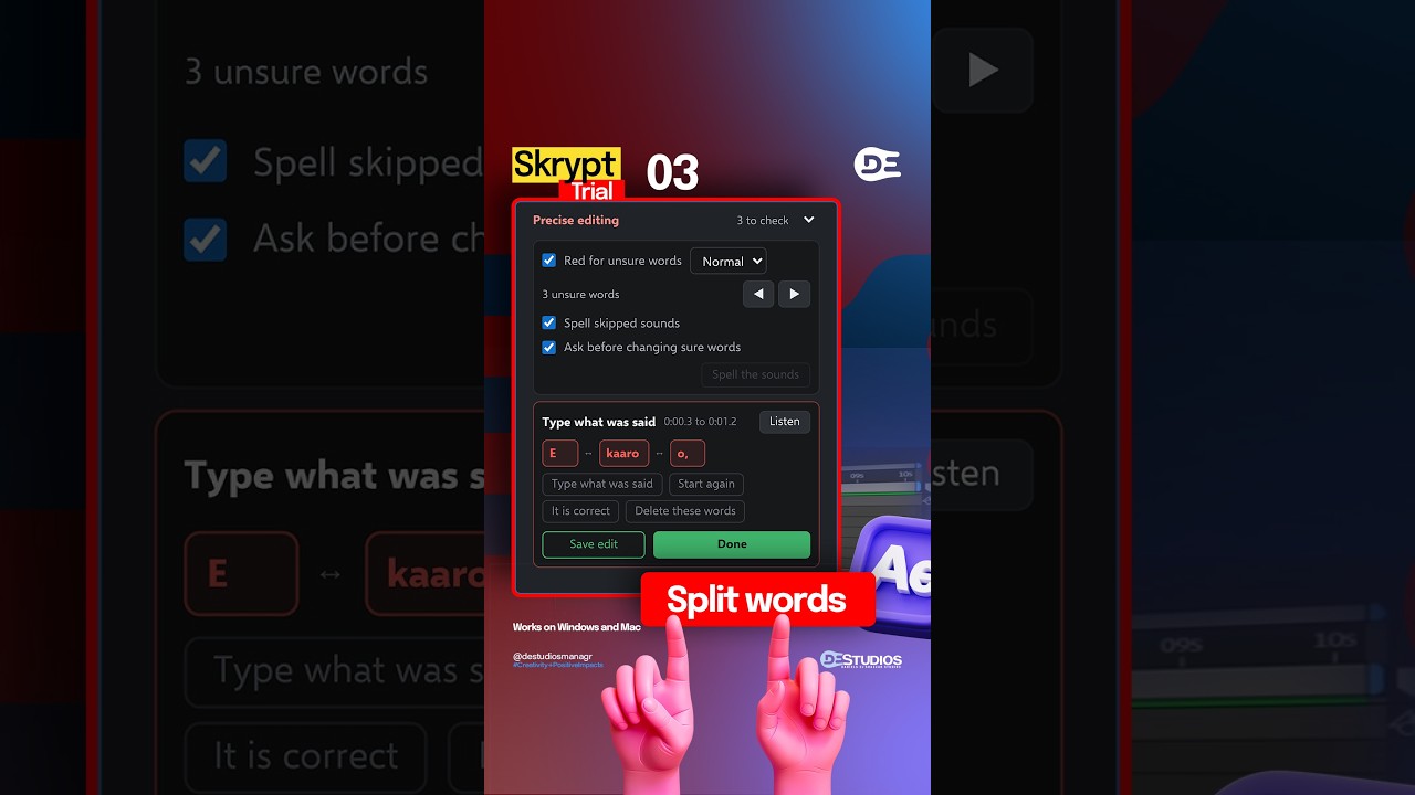 skrypt basics 03: split words